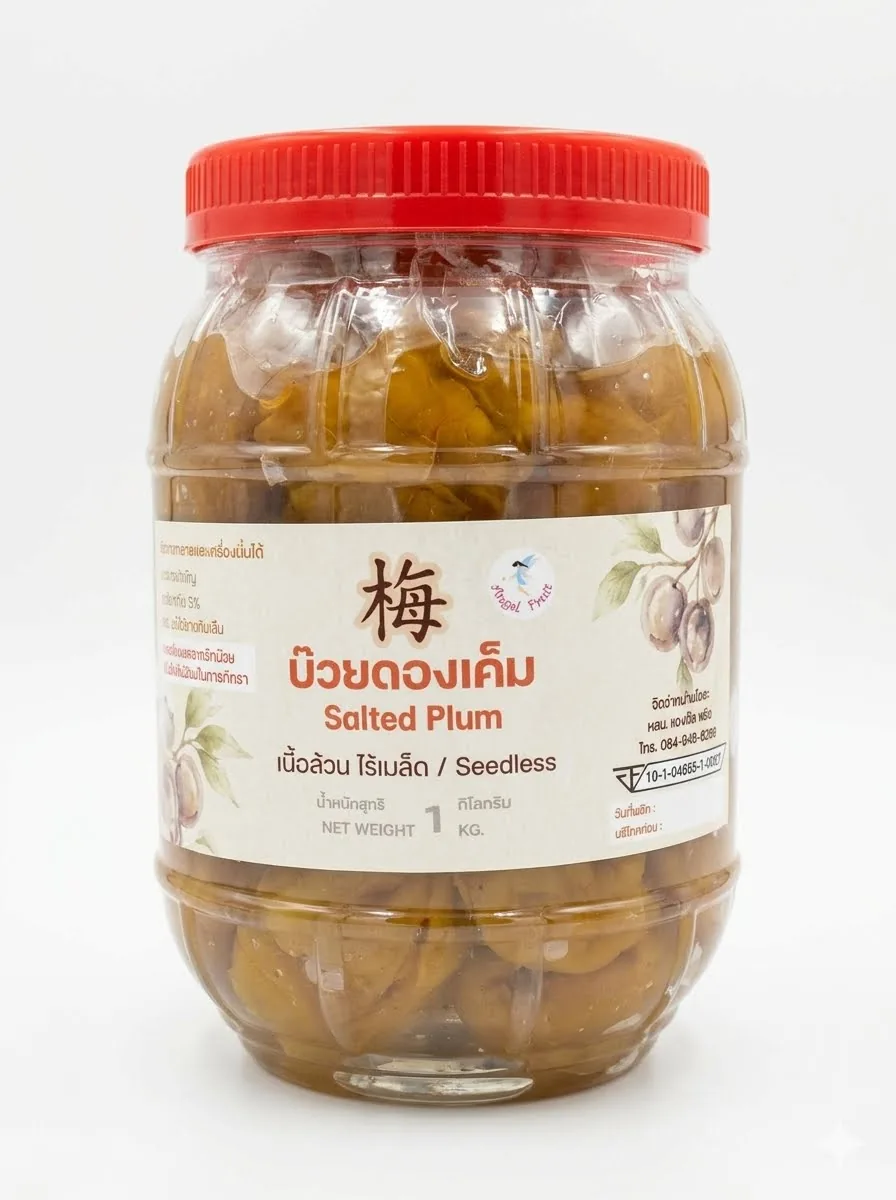 บ๊วยดองเค็มเนื้อล้วนไร้เม็ดบรรจุโหล
